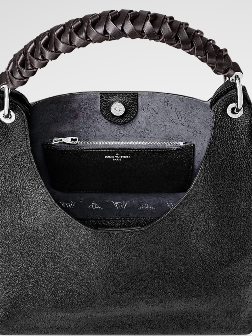 Louis Vuitton Black Monogram-Embossed Hobo with Braided Handle - Picture 3 of 3